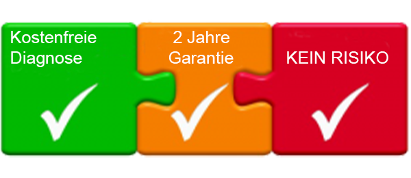 kostenfreie diagnose, 2 jahre garantie, kein risiko